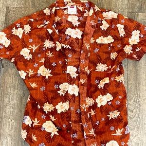 Levi's Mens L Red / Multi-Color Floral Design Short Sleeve Button Down